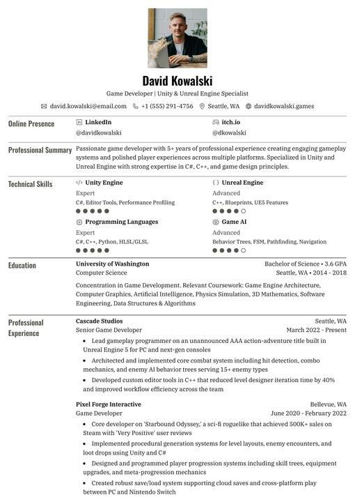 Preview of the Bronzor resume template