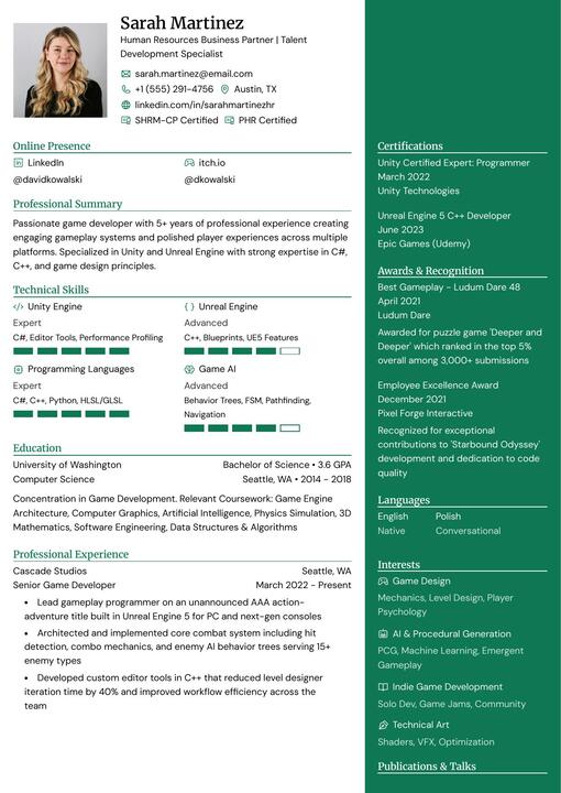 Preview of the Chikorita resume template