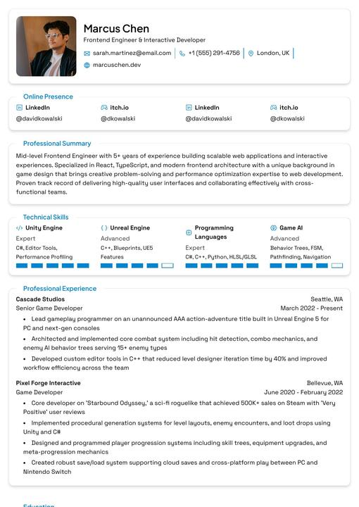 Preview of the Lapras resume template