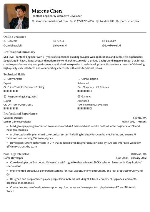 Preview of the Onyx resume template