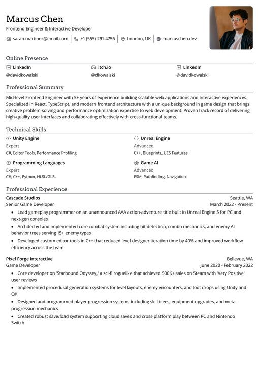 Preview of the Rhyhorn resume template